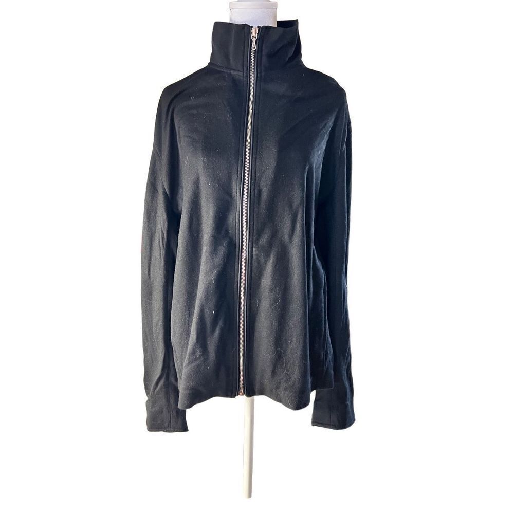 Rag & Bone Women's Japanese Knit Super Fine Wool Full Zip Sweatshirt Black XL NW